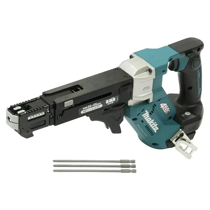 Makita LXT 18V Akku-Trockenbauschrauber mit Magazin DFR552Z - 18 V, Ohne Akku, 0 U/min - 4.500 U/min - Makita Akku-Magazinschrauber: Leistungsstark und effizient für Trockenbauarbeiten. Präzise Schrauben mit Tiefeneinstellung.
