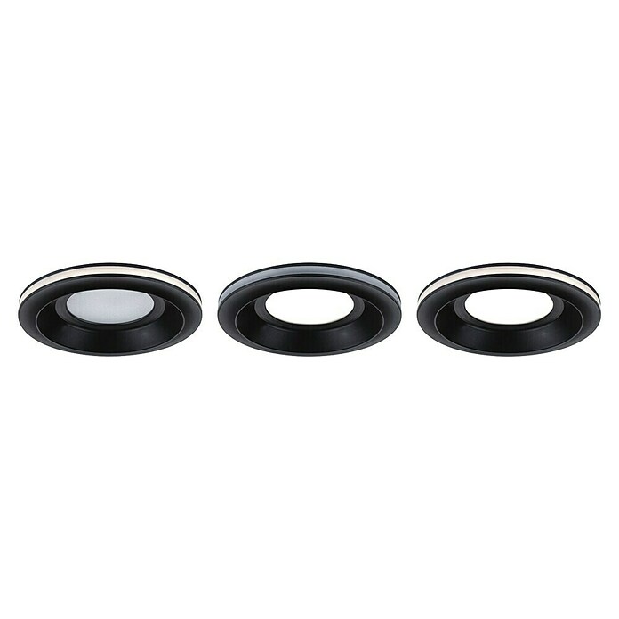 Paulmann Einbauleuchten-Set Sormus (19,5 W, Ø x H: 10 x 3,3 cm, Schwarz, 3 Stk., Warmweiß) | BAUHAUS