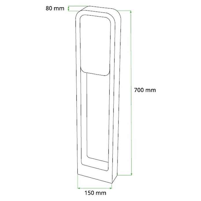 Green Tech Zunanja svetilka na stebričku Neptune  (20 W, Barva ohišja: Črna, Toplo bela, 150 x 70 x 700 mm, Z žarnico) | Svetilke za osvetlitev poti | Zunanja svetila | Elektro in svetila | Izdelki | BAUHAUS
