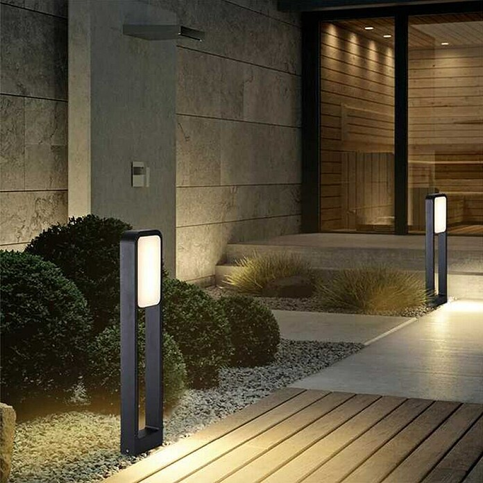 Green Tech Zunanja svetilka na stebričku Neptune  (20 W, Barva ohišja: Črna, Toplo bela, 150 x 70 x 700 mm, Z žarnico) | Svetilke za osvetlitev poti | Zunanja svetila | Elektro in svetila | Izdelki | BAUHAUS