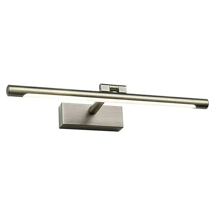 Paulmann LED-Bilderleuchte Mingo - 11 W, L x B x H: 17,5 x 41,5 x 5 cm, Altmessing, Warmweiß - Nahaufnahme einer modernen, gebürsteten Nickel-Bilderleuchte, die ein sanftes, gerichtetes Licht ausstrahlt.