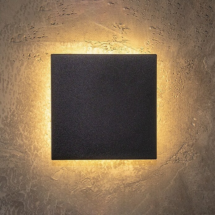 Green Tech LED zunanja stenska svetilka Colorado  (12 W, 180 x 180 x 45 mm, Črna, IP65) | 3078 - Wandleuchte Outdoor | CAJA - Outdoorleuchten Hochvolt | CAJ - Outdoorleuchten | CA - Beleuchtung | C - Elektro | BAUHAUS