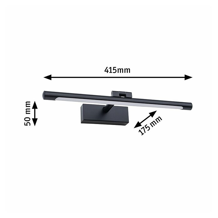 Paulmann Aplique LED para cuadros Mingo (11 W, L x An x Al: 17,5 x 41,5 x 5 cm, Negro, Blanco cálido) | BAUHAUS