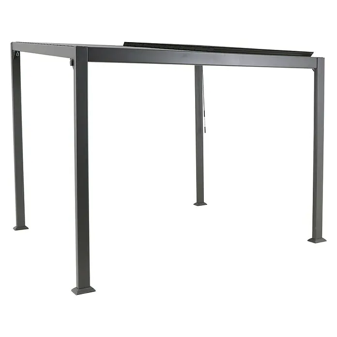 Sunfun Pérgola estándar Palma - An x Pr: 300 x 256 cm, Antracita, Aluminio - Imagen de una glorieta gris con un diseño simple y columnas rectangulares, ideal para el jardín.