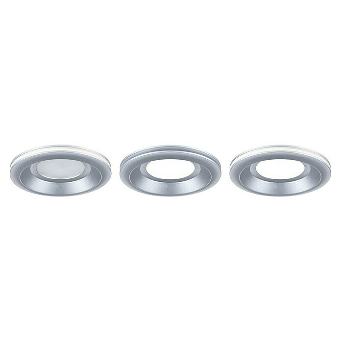 Paulmann Set de focos empotrables Sormus (19,5 W, Ø x Al: 10 x 3,3 cm, Plata, 3 ud., Blanco cálido) | BAUHAUS