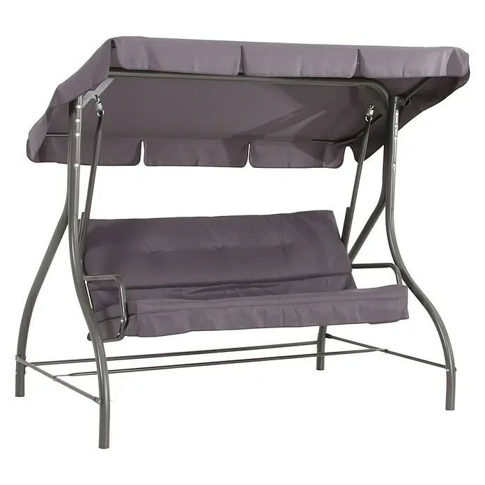 Sunfun Cojín de asiento Balancín Hollywood - Poliéster, Antracita - Columpio de porche gris con asiento acolchado y toldo, perfecto para añadir comodidad a tu relajación al aire libre.