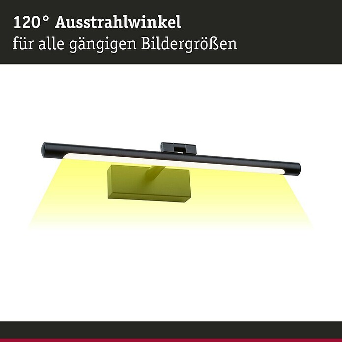 Paulmann Aplique LED para cuadros Mingo (11 W, L x An x Al: 17,5 x 41,5 x 5 cm, Negro, Blanco cálido) | BAUHAUS