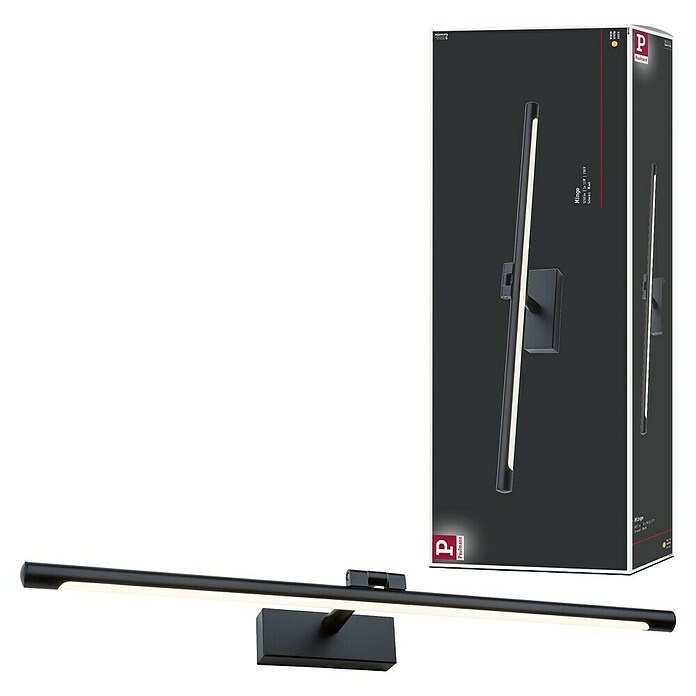 Paulmann Aplique LED para cuadros Mingo (14 W, L x An x Al: 17,5 x 61,5 x 5 cm, Negro, Blanco cálido) | BAUHAUS
