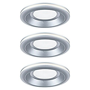 Paulmann Set de focos empotrables Sormus (19,5 W, Ø x Al: 10 x 3,3 cm, Plata, 3 ud., Blanco cálido)