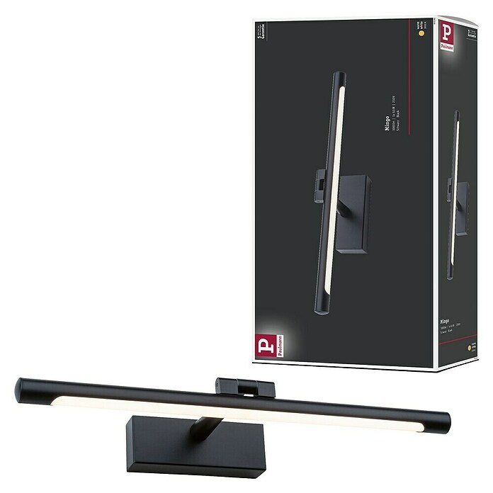 Paulmann Aplique LED para cuadros Mingo (11 W, L x An x Al: 17,5 x 41,5 x 5 cm, Negro, Blanco cálido) | BAUHAUS