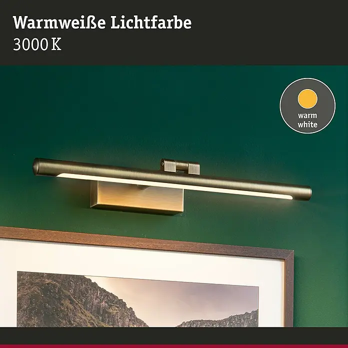 Paulmann LED-Bilderleuchte Mingo - 11 W, L x B x H: 17,5 x 41,5 x 5 cm, Altmessing, Warmweiß - Wandleuchte in Bronzeoptik mit warmer, weißer Lichtfarbe (3000K) zur stimmungsvollen Beleuchtung von Bildern und Spiegeln.
