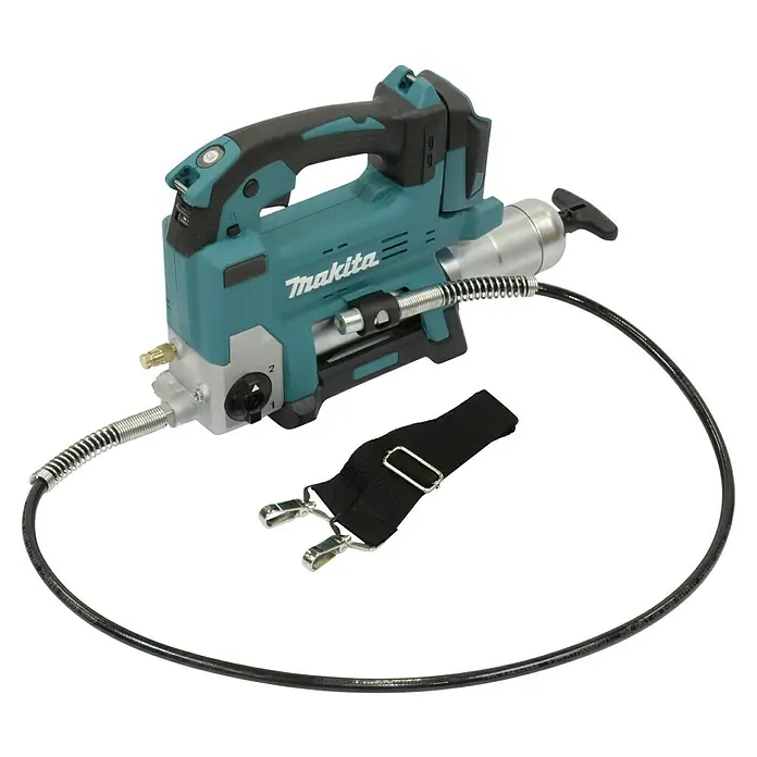 Makita LXT 18V Akku-Fettpresse DGP180Z - 18 V, Ohne Akku - Akkubetriebene Makita Fettpresse mit Schlauch und Tragegurt, ideal für Wartungsarbeiten.