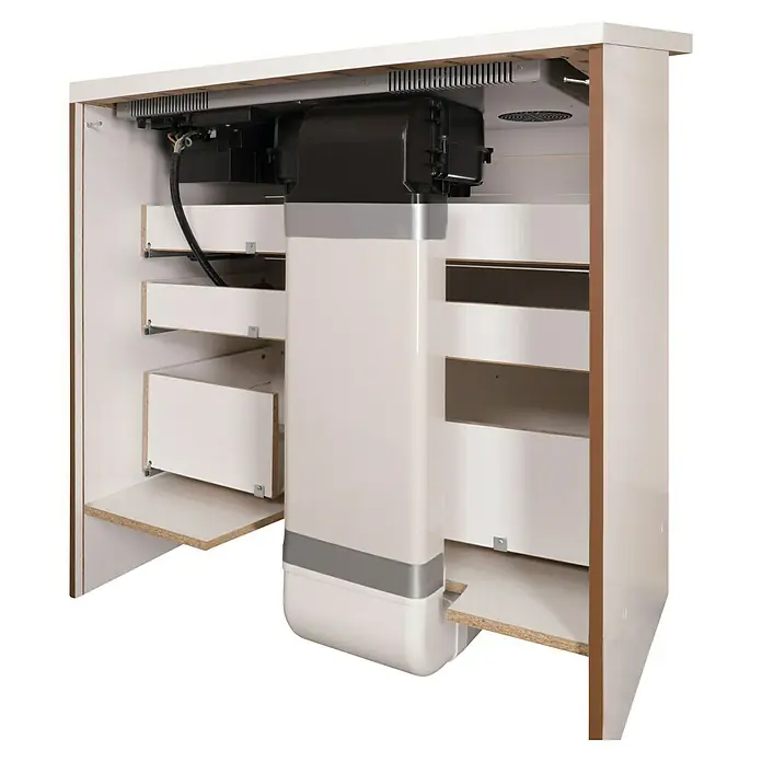 Respekta Abluftschacht - L x B x H: 60 x 22,5 x 85 cm, Weiß/Silber - Einbauschrank mit Liftfunktion für Küchenutensilien, ideal zur intelligenten Stauraumnutzung und Erleichterung im Alltag.