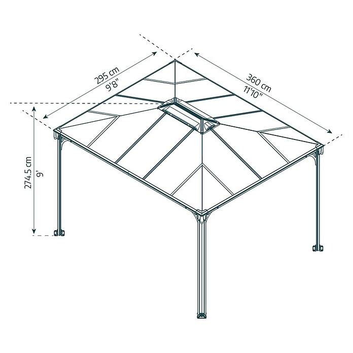 Palram Pavillon (L x B: 360 x 295 cm, Bronze)