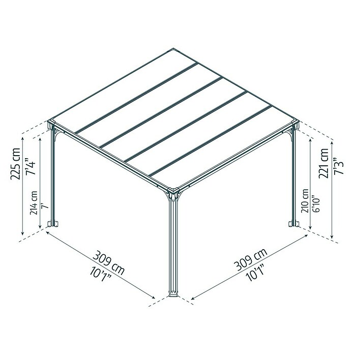 Palram Pérgola (L x An: 308 x 308 cm, Antracita)