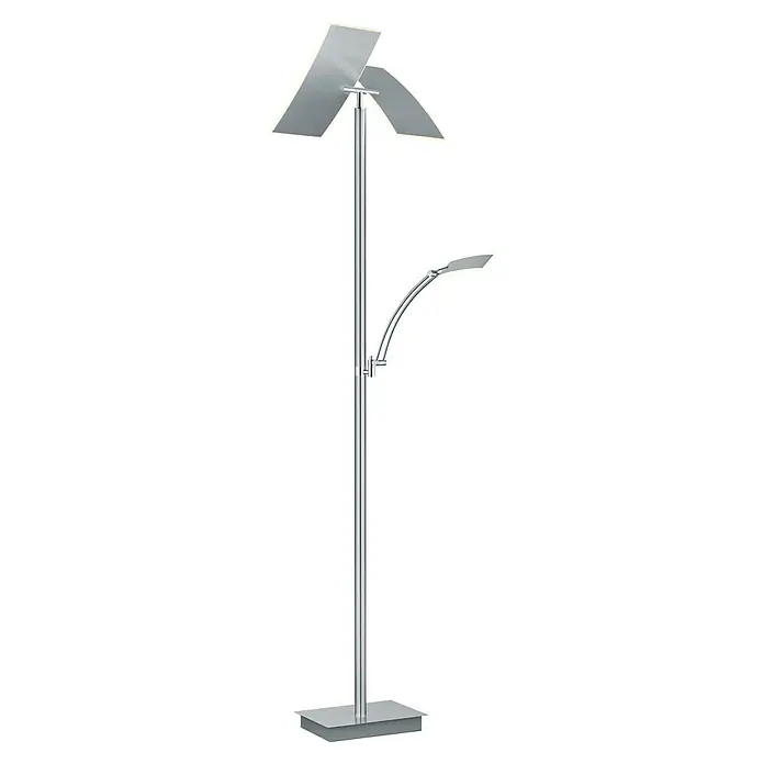 LED-Stehleuchte Andy - 47 W, Höhe: 185 cm, Nickel, Warmweiß - Elegante Stehlampe mit zwei Leuchtquellen. Die Lampe besticht durch ihr modernes Design in Silber und sorgt für angenehmes Licht im Raum.