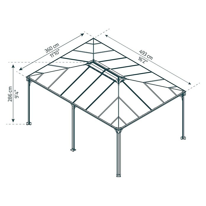 Palram Pavillon Martinique 5000 (L x B: 492 x 359 cm, Bronze)