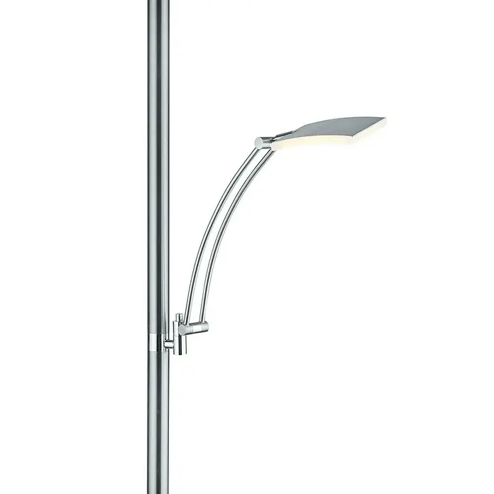 LED-Stehleuchte Andy - 47 W, Höhe: 185 cm, Nickel, Warmweiß - Schreibtischleuchte aus Metall, elegantes Design, bietet optimale Beleuchtung für Arbeitsbereiche, modernes Ambiente.