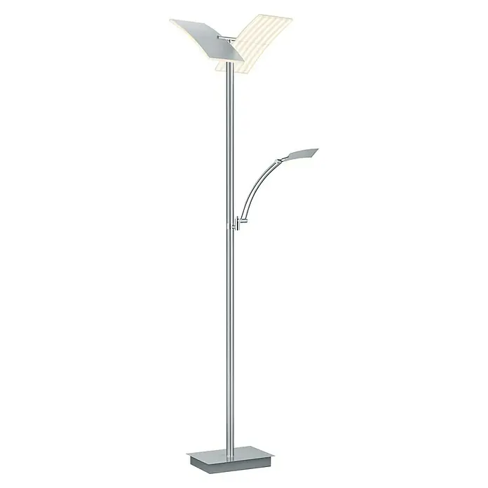 LED-Stehleuchte Andy - 47 W, Höhe: 185 cm, Nickel, Warmweiß - Zeitgenössische Stehlampe mit zwei Lichtquellen in elegantem Design, ideal für modernes Wohnambiente und eine stilvolle Beleuchtung.