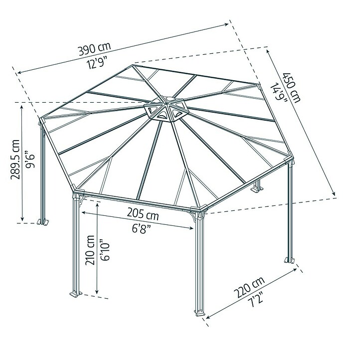 Palram Pavillon Monaco (4,5 x 3,9 x 2,9 m, Anthrazit)