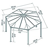 Palram Pavillon Monaco (4,5 x 3,9 x 2,9 m, Anthrazit)