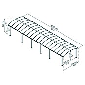 Palram Carport (L x B: 1.290 x 359 cm, Einfahrtshöhe: 219 cm)