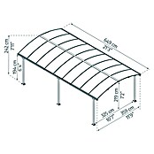 Palram Carport (L x B: 649 x 359 cm, Einfahrtshöhe: 219 cm)