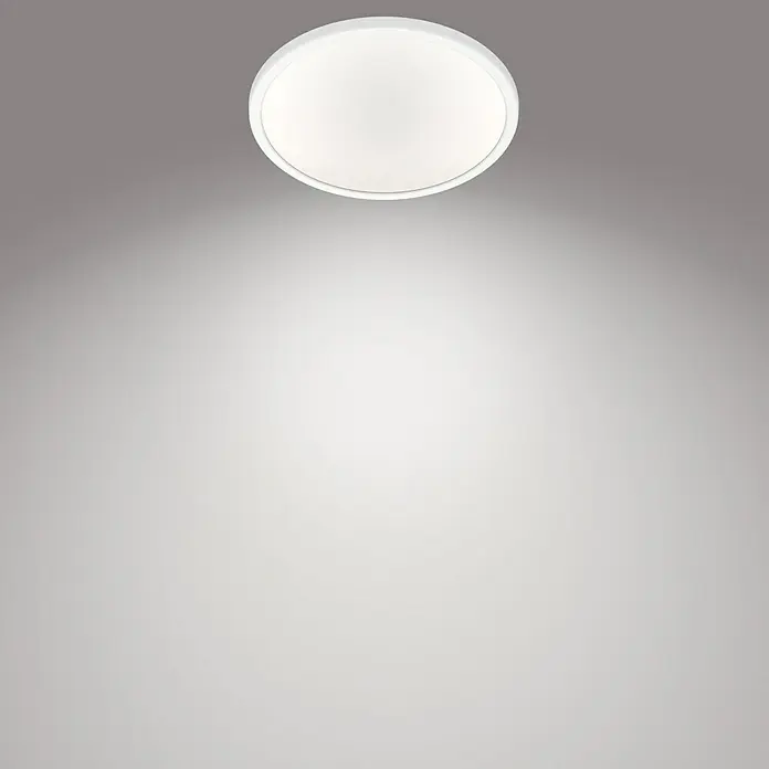 Philips Plafón LED redondo SceneSwitch - 18 W, Ø x Al: 300 mm x 2,3 cm, Blanco, Blanco neutro - Lámpara de techo blanca que emite luz brillante, diseño moderno para interiores elegantes.
