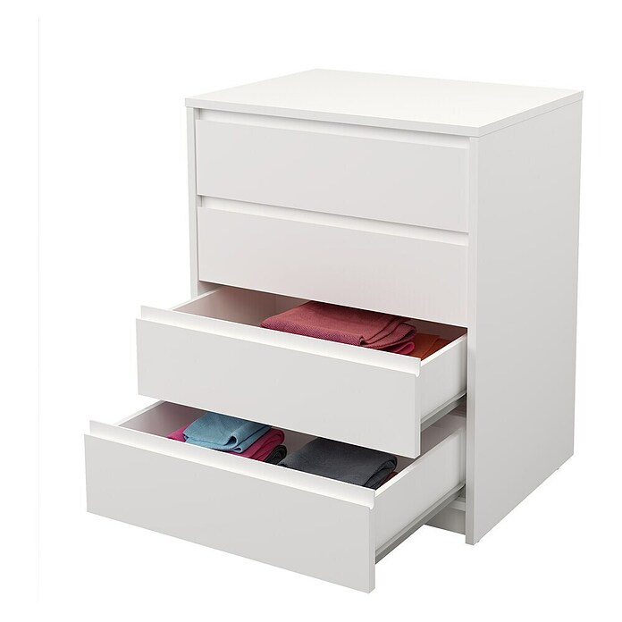 Meka Block Cajonera K66 (L x An x Al: 45 x 60,2 x 73,4 cm, Número de cajones: 4 ud., Blanco liso) | BAUHAUS