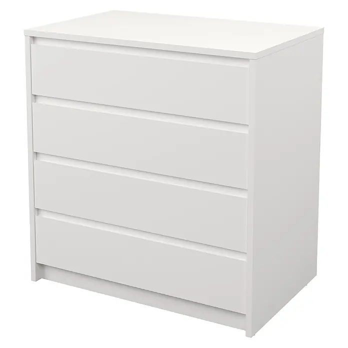 Meka Block Cajonera K66 - L x An x Al: 45 x 70,2 x 73,4 cm, Número de cajones: 4 ud., Blanco liso - Una cómoda blanca simple de cuatro cajones ofrece amplio espacio de almacenamiento para cualquier dormitorio o sala de estar. Ideal para guardar ropa.