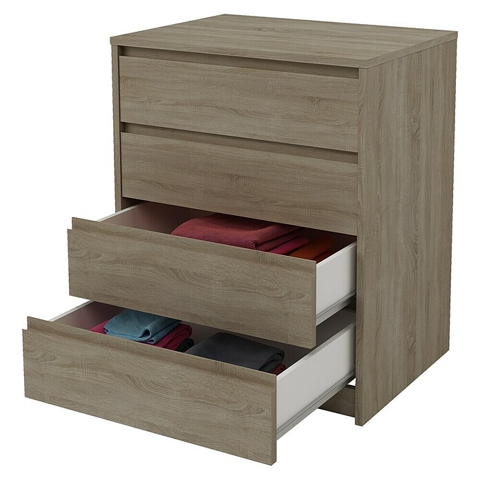Meka Block Cajonera K66 (L x An x Al: 45 x 60,2 x 73,4 cm, Número de cajones: 4 ud., Roble corteza) | BAUHAUS