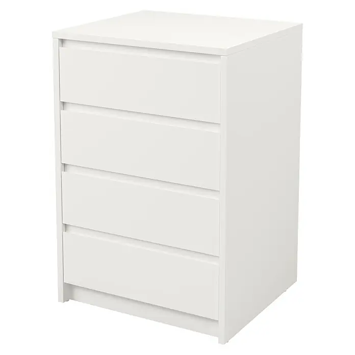 Meka Block Cajonera K66 - L x An x Al: 45 x 50,2 x 73,4 cm, Número de cajones: 4 ud., Blanco liso - Cómoda blanca con cuatro cajones, ideal para dormitorio o sala de estar. El diseño sencillo complementa cualquier decoración.