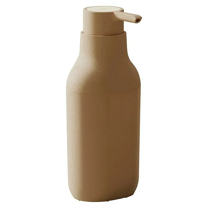 Cosmic Dosificador de jabón Alife - Arena - Un elegante dispensador de jabón beige con un diseño minimalista, perfecto para cualquier baño.