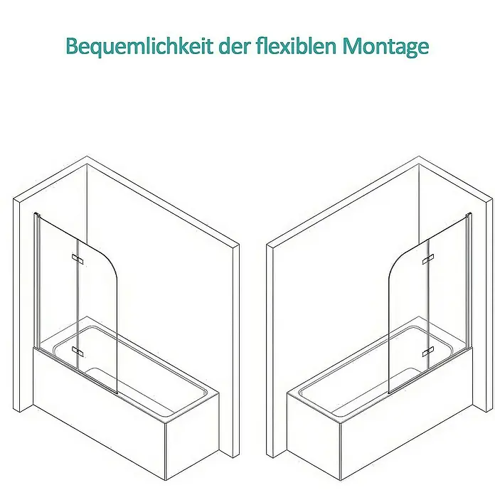 Emke Badewannenaufsatz FBSS - B x H: 120 x 140 cm, 2 Stk., Chrom - Bild einer Badewannenabtrennung aus Glas, die flexible Montage ermöglicht und für Komfort im Bad sorgt.\n