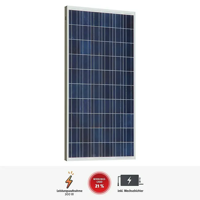 Sunset Balkonkraftwerk Sunpay 300 Plus - 0% MwSt. (gem. § 12 Abs. 3 UStG) - Monofazial, 300 W, L x B x H: 3,5 x 99,2 x 148 cm - Solarpanel mit blauem Gittermuster und silbernem Rahmen, ideal für erneuerbare Energien.