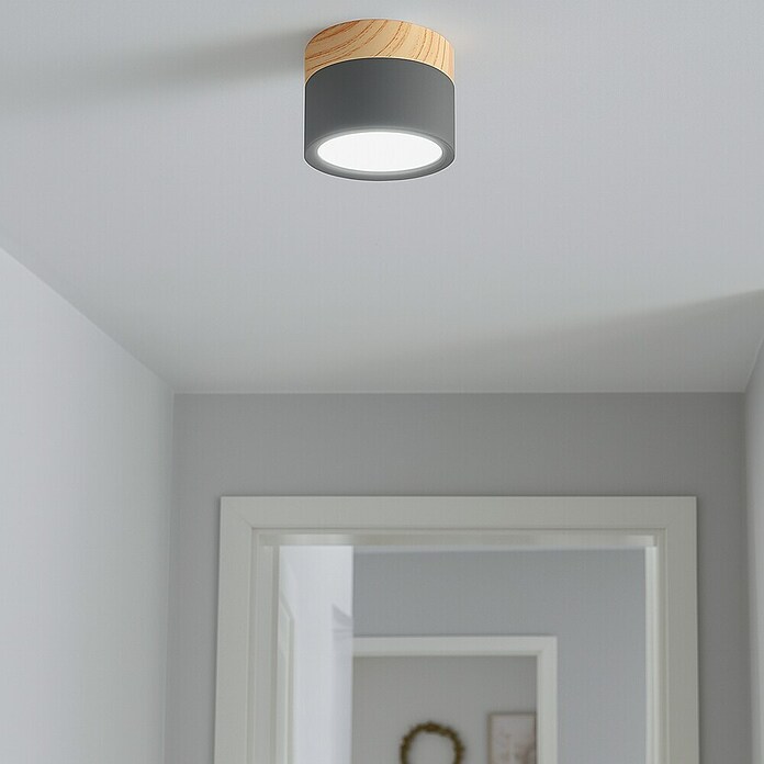 Alverlamp Foco de pared LED Aro (7 W, Ø x Al: 7,5 x 6,3 cm, Blanco neutro, Gris) | BAUHAUS