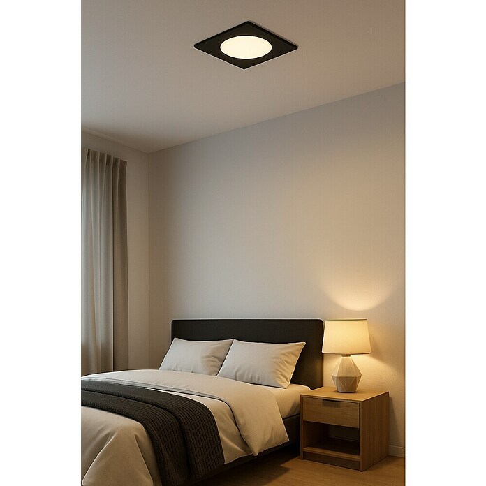 Eglo Fueva 6 Downlight LED empotrable (10 W, 16,6 x 16,6 x 3,1 cm, Negro, 2.700 K - 6.500 K, IP20) | BAUHAUS
