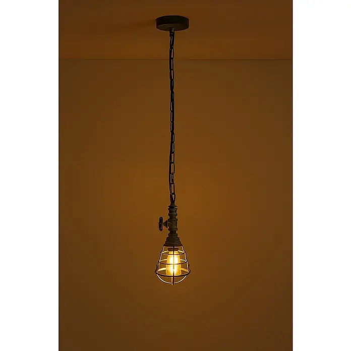 Tween Light Lámpara colgante Fascia 2 - Altura: 150 cm - Lámpara colgante vintage con jaula y cadena. El elemento de diseño industrial crea una luz ambiental en cualquier habitación.