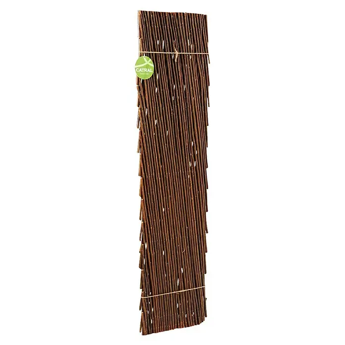 Nortene Sichtschutzelement - B x H: 0,5 x 1,5 m, Braun - Aufrechtes Bild einer CATRAL-Weidenmatte, die mit Bindfäden zusammengebunden ist, ideal für Garten und Sichtschutz.