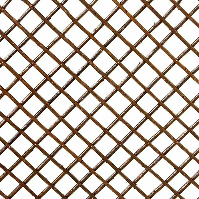 Nortene Sichtschutzelement - B x H: 0,5 x 1,5 m, Braun - Nahaufnahme eines dekorativen, braunen Holzgitterzauns, ideal zur Gartengestaltung und als Rankhilfe für Pflanzen.