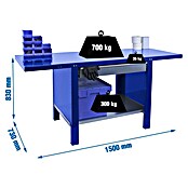 Simonrack Simonwork Banco de trabajo BT6L PRO Box Metal (L x An: 73 x 150 cm, Altura de trabajo: 83 cm, Carga soportada: 1.035 kg, Azul) | BAUHAUS