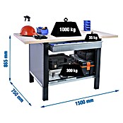Simonrack Simonwork Banco de trabajo BT6L PRO Box Laminate (L x An: 75 x 150 cm, Altura de trabajo: 86,5 cm, Carga soportada: 1.335 kg, Antracita) | BAUHAUS