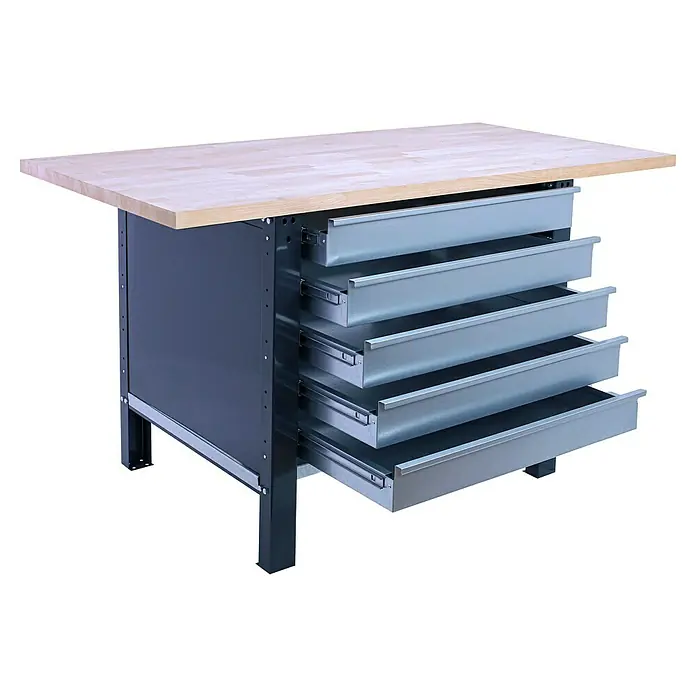 Simonrack Simonwork Banco de trabajo BT6 PRO Box Laminate - L x An: 75 x 120 cm, Altura de trabajo: 86,5 cm, Carga soportada: 1.000 kg, Antracita - Banco de trabajo con cajones para guardar herramientas y materiales, ideal para talleres y garajes.