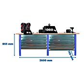 Simonrack Simonwork Banco de trabajo BT6L PRO Box Tandem Laminate (L x An: 75 x 260 cm, Altura de trabajo: 86,5 cm, Carga soportada: 1.000 kg, Azul/Haya) | BAUHAUS