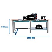 Simonrack Simonwork Banco de trabajo BT6L PRO Box Tandem Laminate (L x An: 75 x 260 cm, Altura de trabajo: 86,5 cm, Carga soportada: 1.000 kg, Gris/Laminado) | BAUHAUS