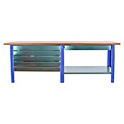 Simonrack Simonwork Banco de trabajo BT6 PRO Box Tandem Laminate (L x An: 75 x 210 cm, Altura de trabajo: 86,5 cm, Carga soportada: 1.000 kg, Azul/Laminado, Número de cajones: 6 ud.) | BAUHAUS