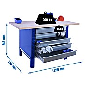 Simonrack Simonwork Banco de trabajo BT6 PRO Box Laminate (L x An: 75 x 120 cm, Altura de trabajo: 86,5 cm, Carga soportada: 1.000 kg, Azul) | BAUHAUS