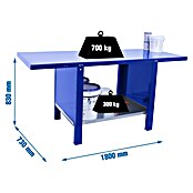 Simonrack Simonwork Banco de trabajo BT6L PRO Metal (L x An: 73 x 180 cm, Altura de trabajo: 83 cm, Carga soportada: 1.000 kg, Azul) | BAUHAUS