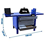 Simonrack Simonwork Banco de trabajo BT6L PRO Box Metal (L x An: 73 x 150 cm, Altura de trabajo: 83 cm, Carga soportada: 600 kg, Azul) | BAUHAUS