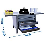 Simonrack Simonwork Banco de trabajo BT6L PRO Box Metal (L x An: 73 x 150 cm, Altura de trabajo: 83 cm, Carga soportada: 600 kg, Gris) | BAUHAUS